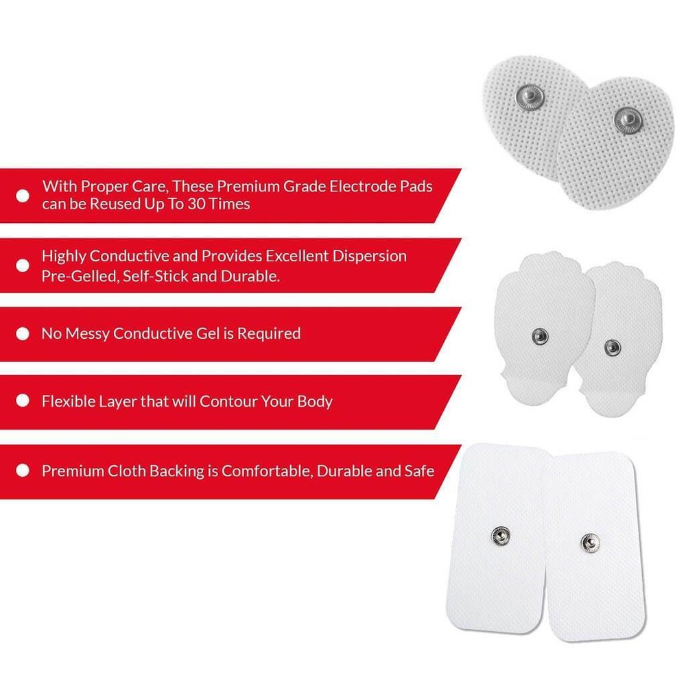 TENS Unit Snap-On - Combo Pack Electrode Pads - 10 Replacement Pairs