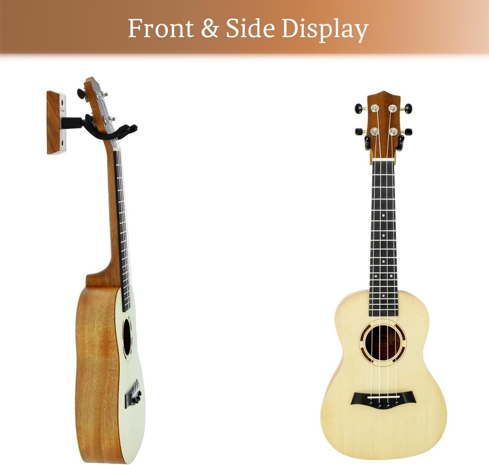 Ukulele Wall Mount Hanger, Black Walnut Wood Walnut,