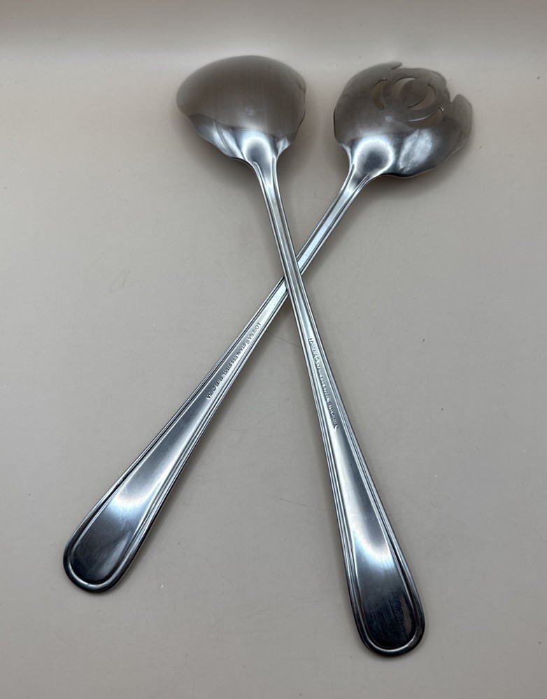 Lorena Oval Thread Oversized Solid Salad Serving Set Flatware 18/10 Stainless