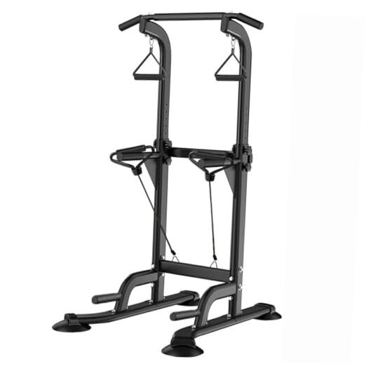 Power Tower Pull Up & Dip Station Multi-Function Home Strength Training Black