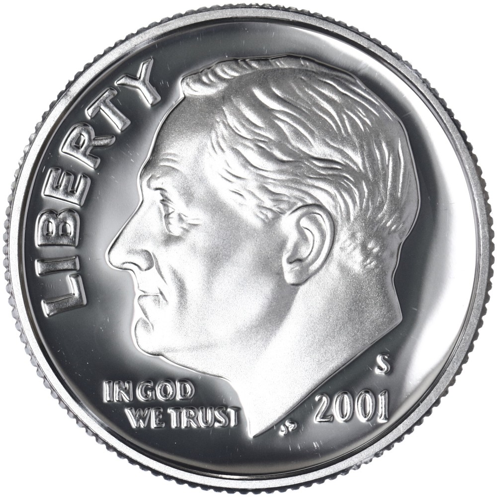 2001 S Roosevelt Dime Gem DCam Proof 90% Silver