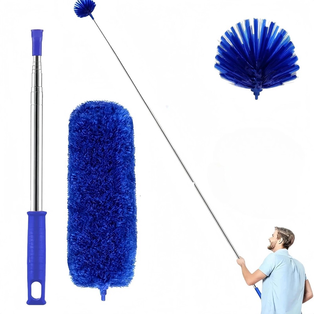 Cobweb Duster with Extension Pole,Spider Web Remover 2PCS Cob Web Duster 15