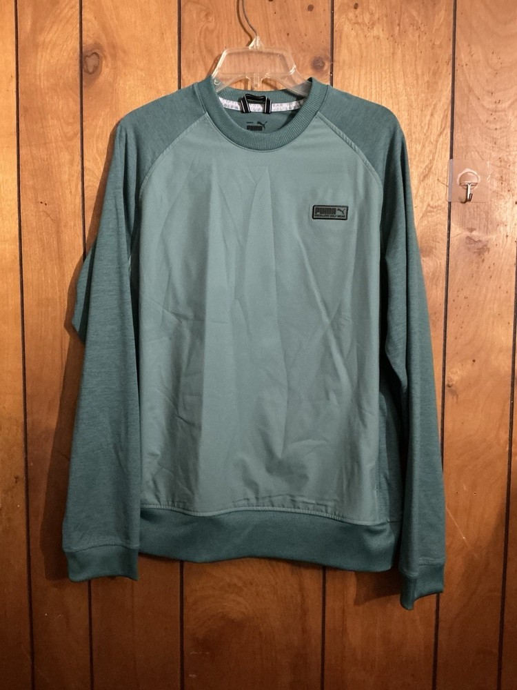 Puma  Men's  Pullover Jacket Green Long Sleeve Size Medium Pockets