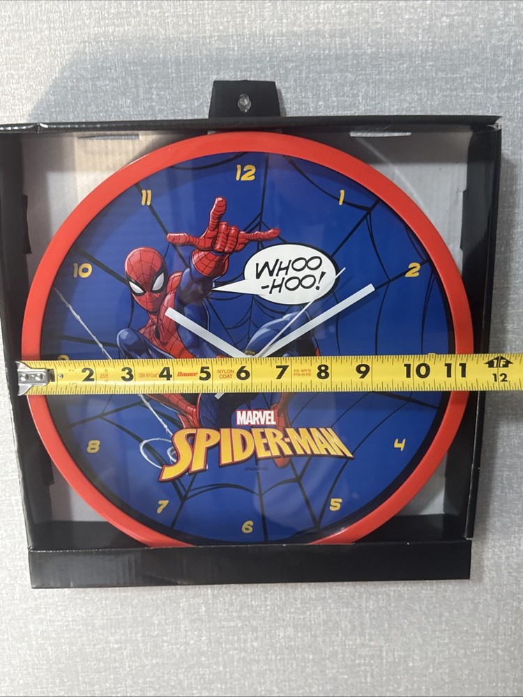 12 Inch Marvel Clock Battery Operated Featuring Spider-Man ,