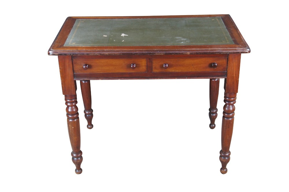 Antique Victorian William IV Mahogany Tooled Leather Writing Table Desk Console