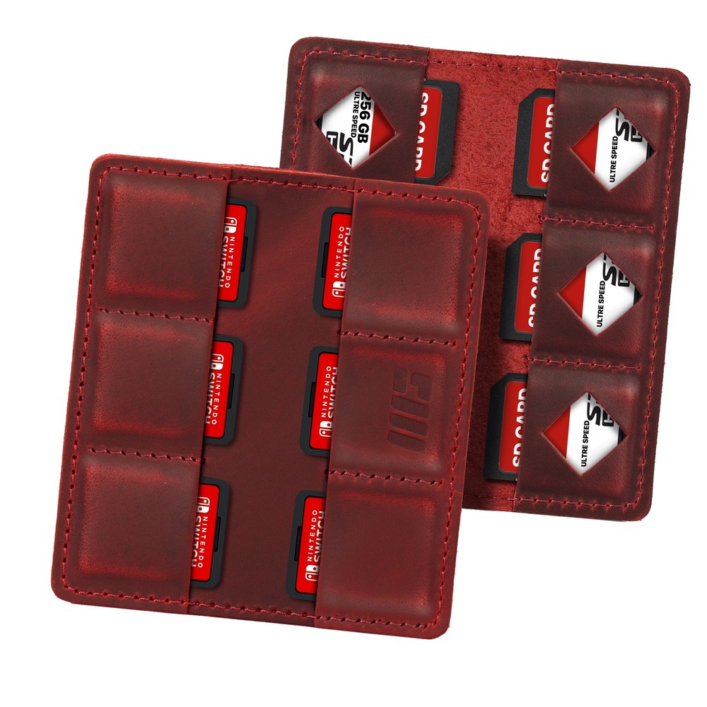 Personalized Leather SD Card Holder, Nintendo Switch Game Case