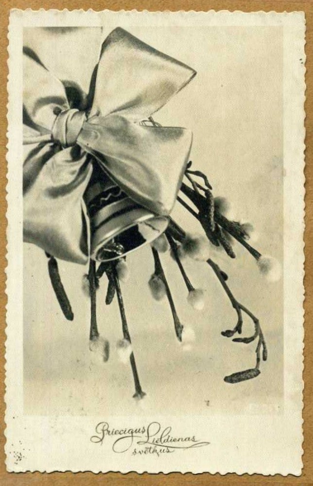 Latvia 1937 Easter Postcard w/Jelgava Cancel