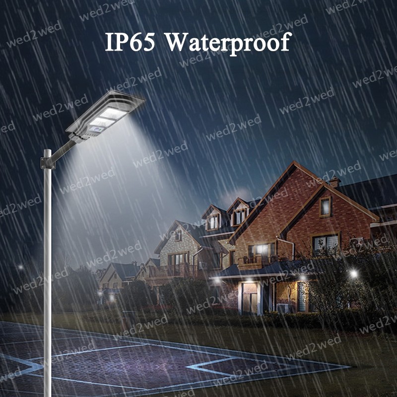 450W LED Solar Steert Light Motion Sensor Frontyard Security with Remote & Pole