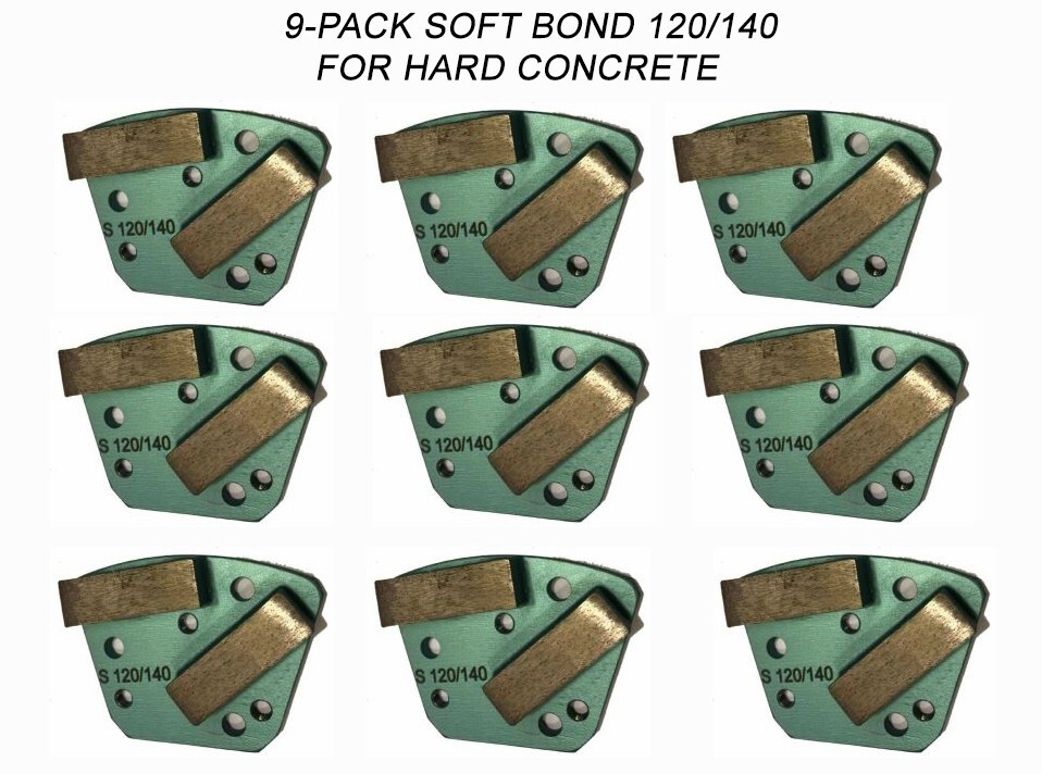 9Pack! Diamond Grinding Discs For Bolt-on Grinders HARD Surface 120/140 Grit