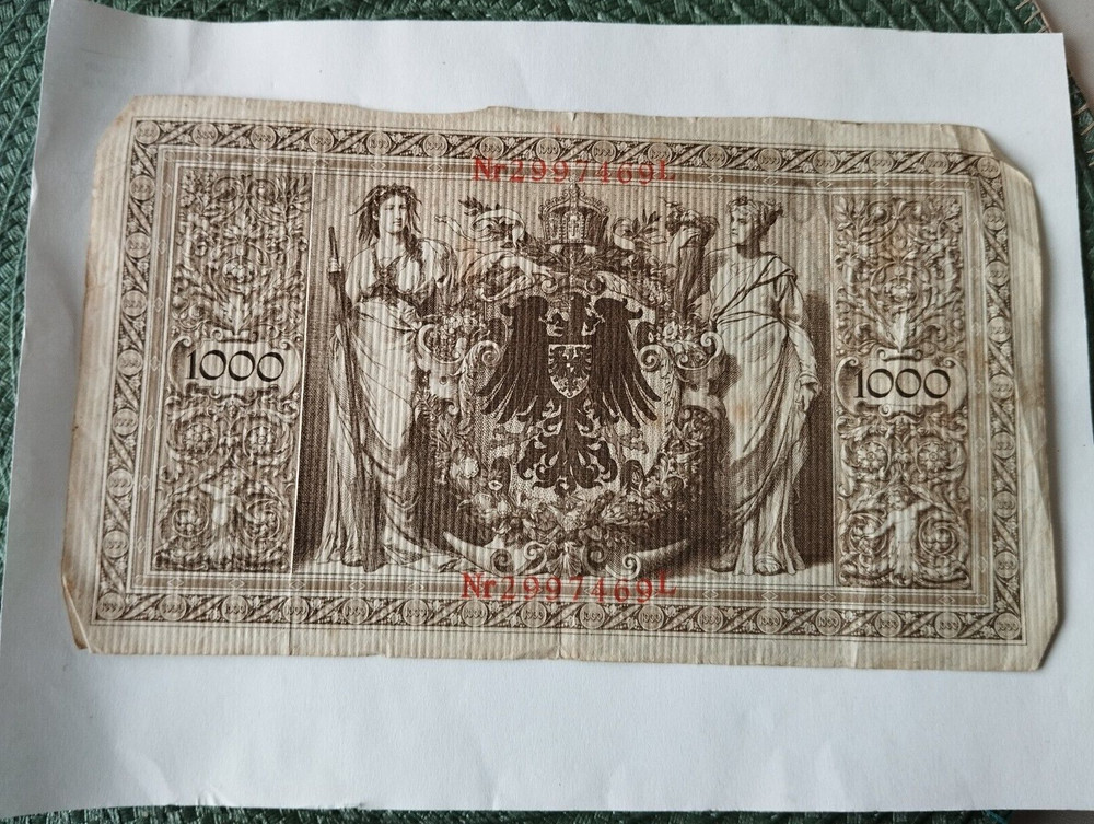 NOTE 1000 MARK 1910 GERMANY RED SEAL