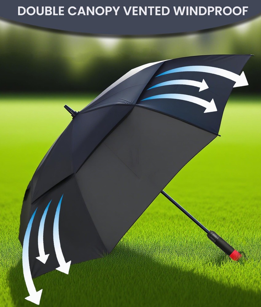 /62/68/72 Inch Automatic Open Golf Umbrella Oversize Extra Large Double Canop...