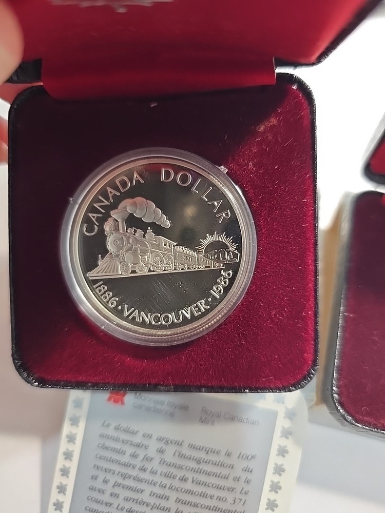 1981 & 1986 Canada Proof Dollars .500 Silver Trains