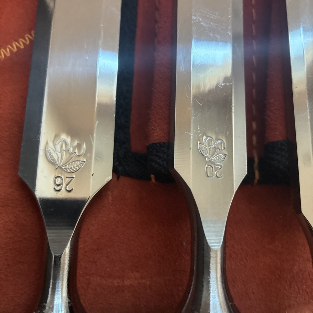 Kirschen Two Cherries 6pc Bevel Edged Chisel Set W/leather Case Made in Germany
