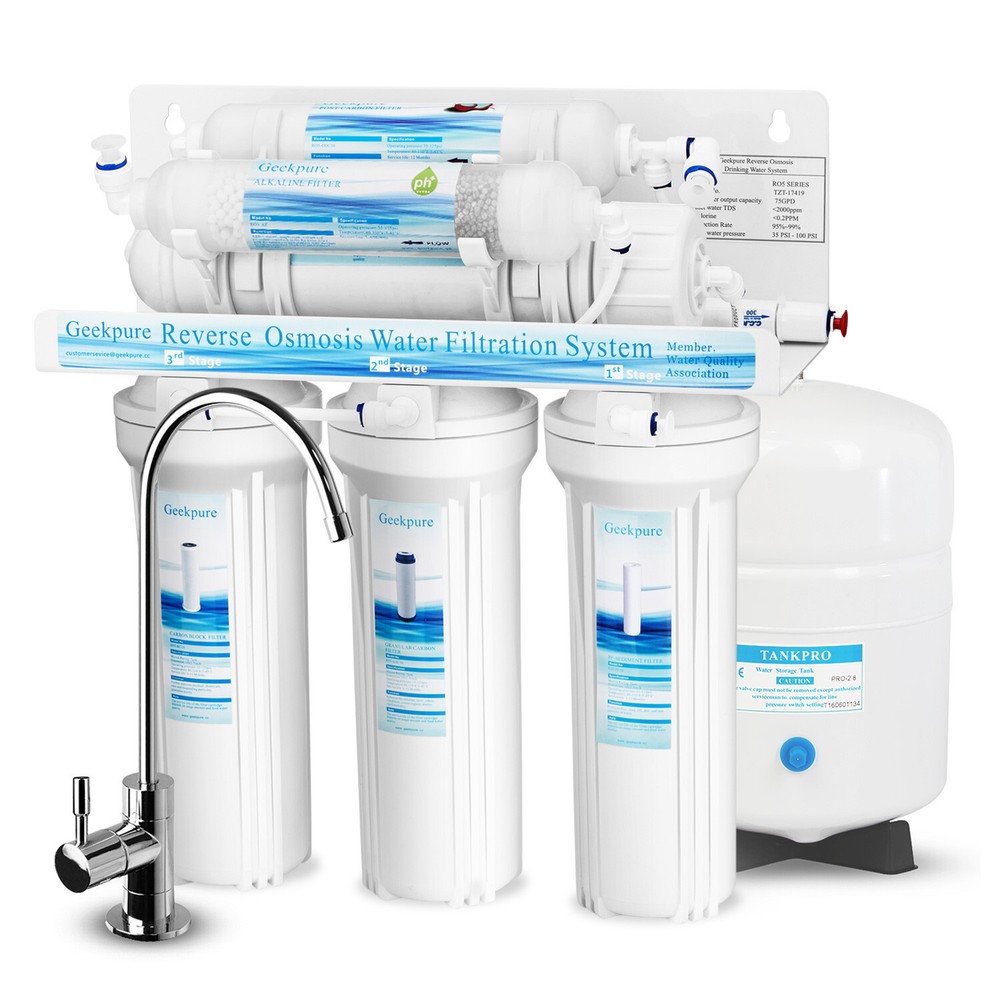 6 Stage Reverse Osmosis RO System Water Filter With Alkaline Filter 75 GPD