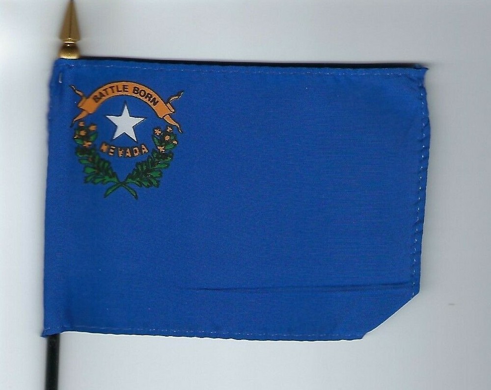 Nevada State 4"x6" Flag on a Pole NEW