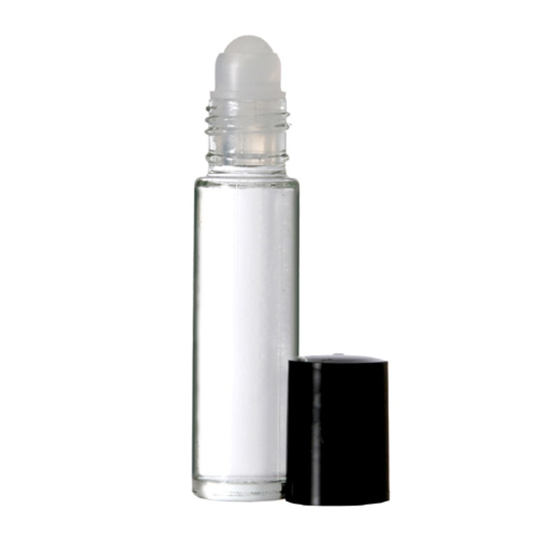 144 Bottles PLAIN 1/3 oz 10ml Clear Glass Roll on With BLACK Cap & Roller