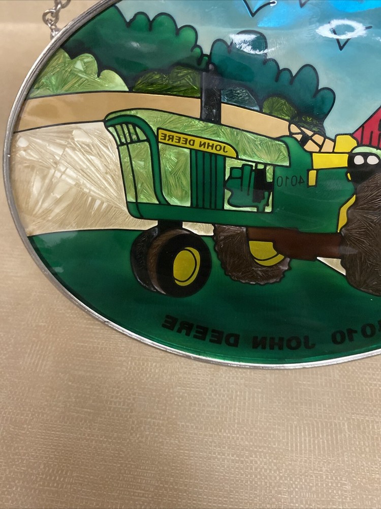 John Deere Decor Stained Glass Hanging Piece