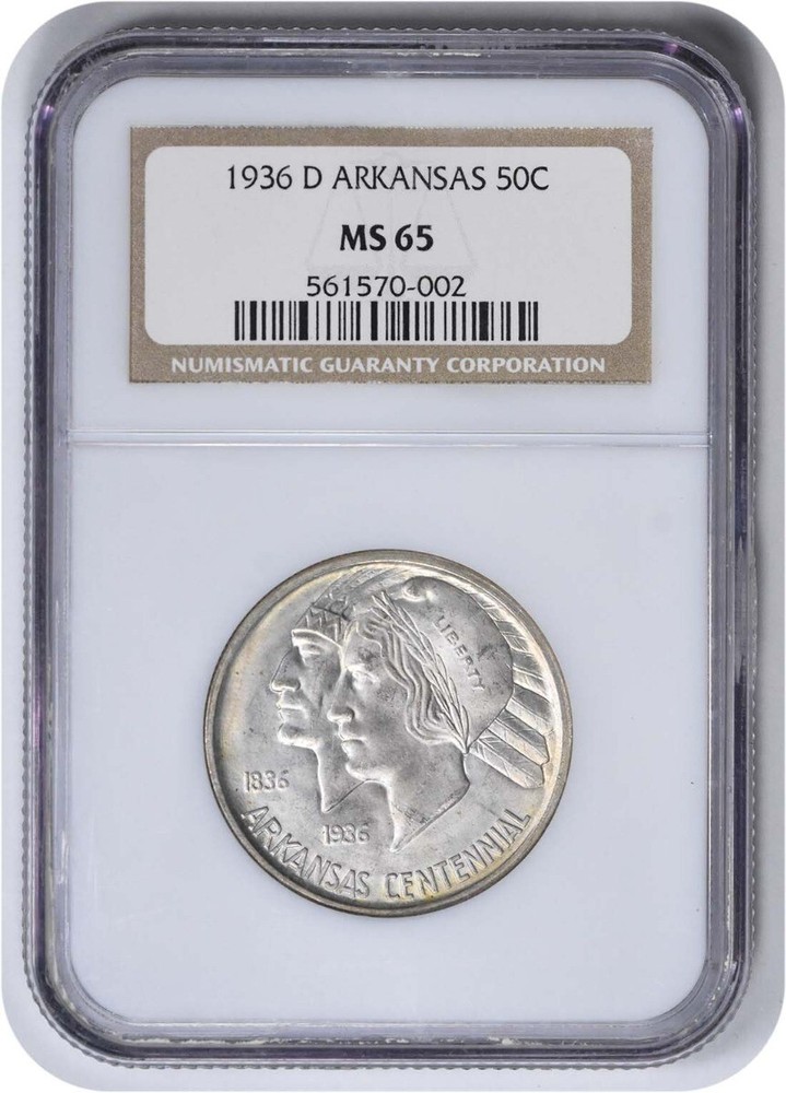 Arkansas Commemorative Silver Half Dollar 1936-D MS65 NGC