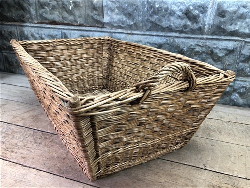 Rectangular Wicker Basket, Vintage German Woven Basket, Storage Organizer C37,