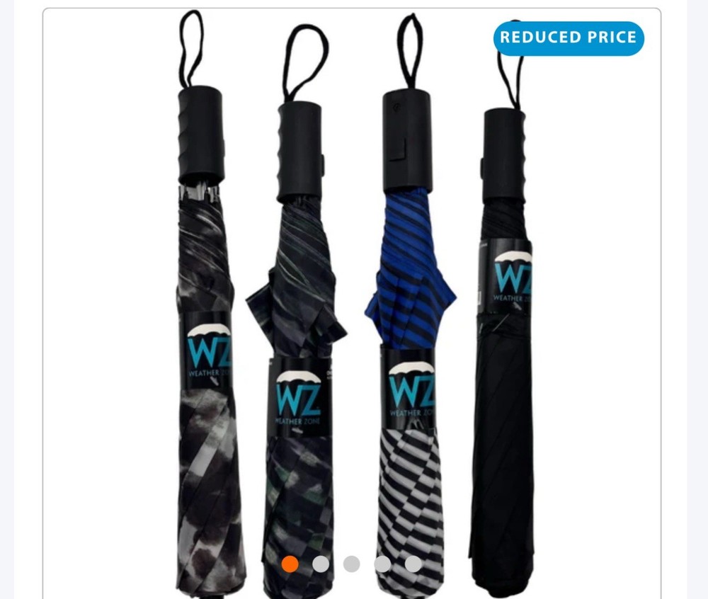 Weather Zone Men's Automatic Open Compact Folding Umbrella, Assorted Prints