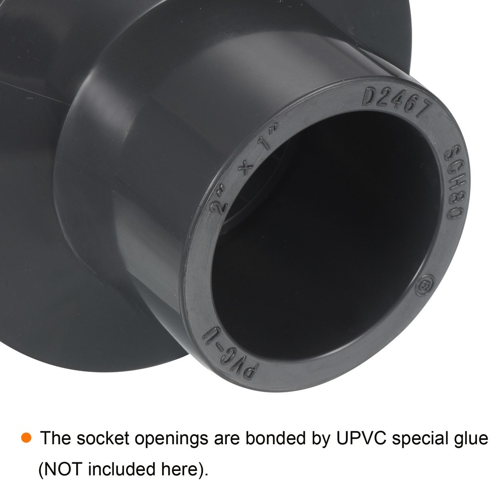 UPVC Reducer Pipe Fitting 2"x 1" Program Socket 80 2pcs Straight Coupling