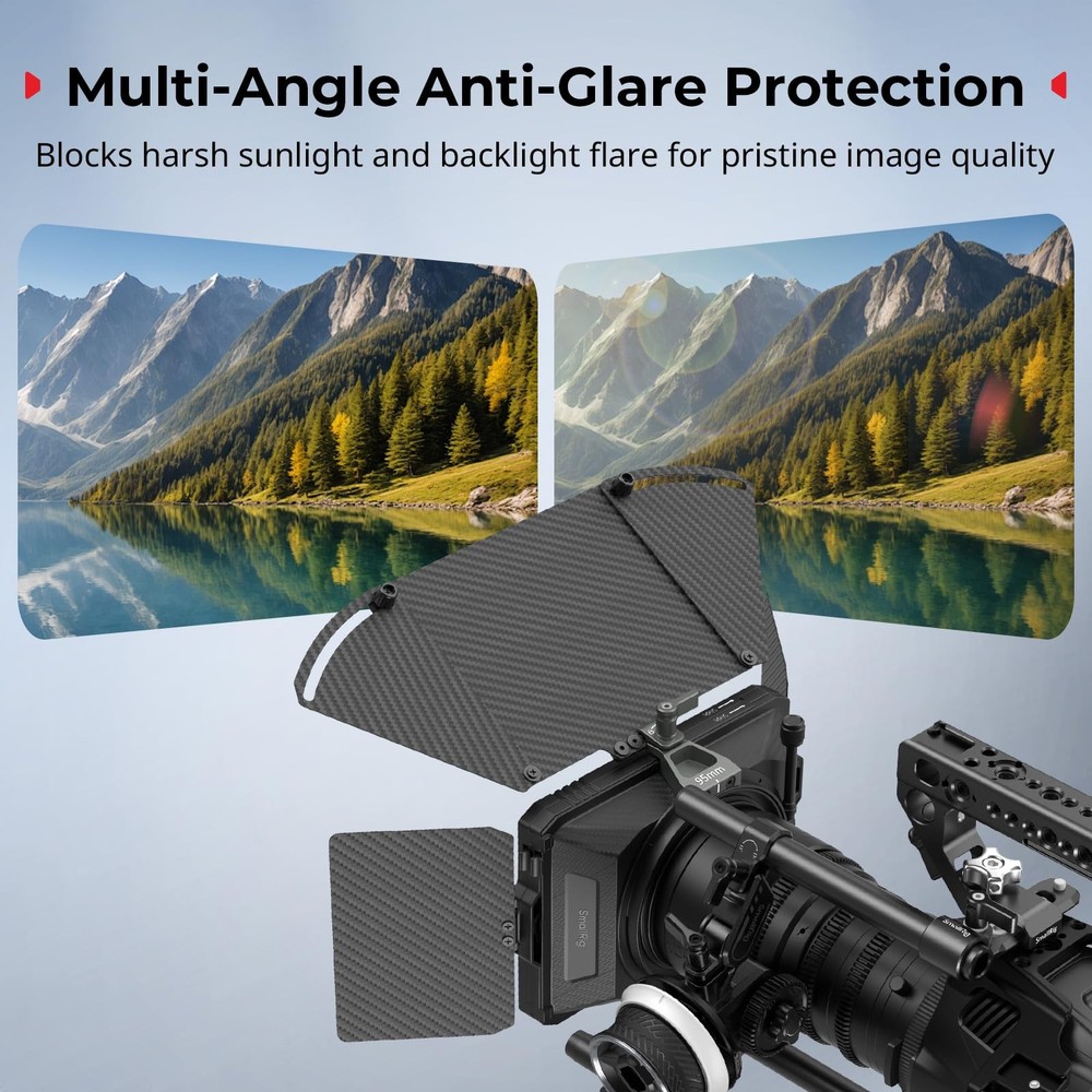 SmallRig Mini Matte Box Pro Flag Kit with Two 4 x 5.65 Filter Frame, Modular ...