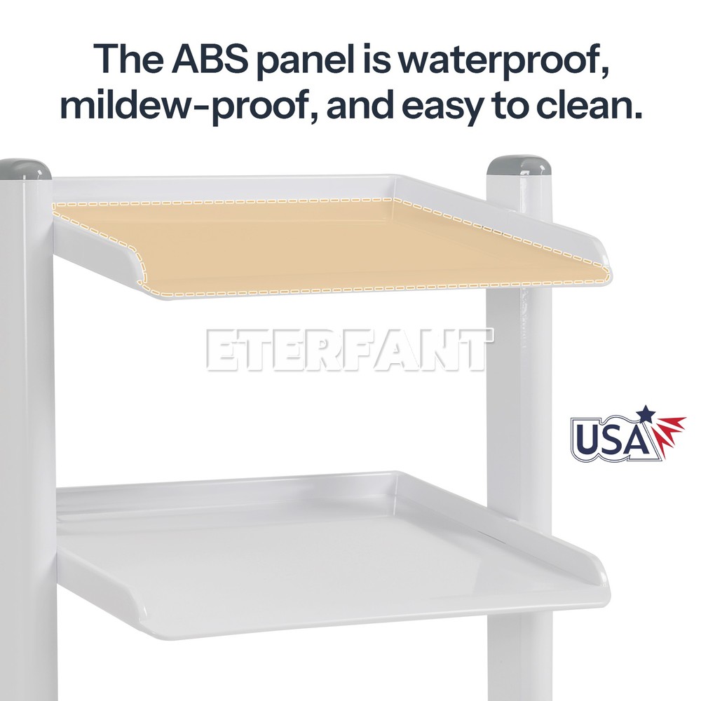 Lab Trolley Rolling Cart 3-Layer ABS Lab Serving Cart with Wheels/Socket