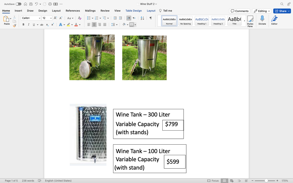 Used Winery Equipment