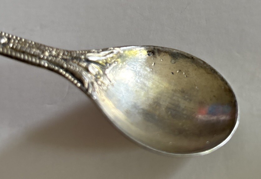 Antique Silver Open Work Scroll Floral Master Salt Spoon Continental 4.25”
