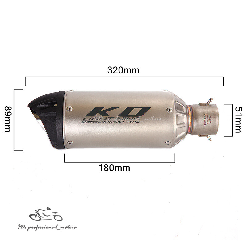 51mm Modified Exhaust Tips Motorcycle Blue Tail Silencer Universal Muffler Pipe