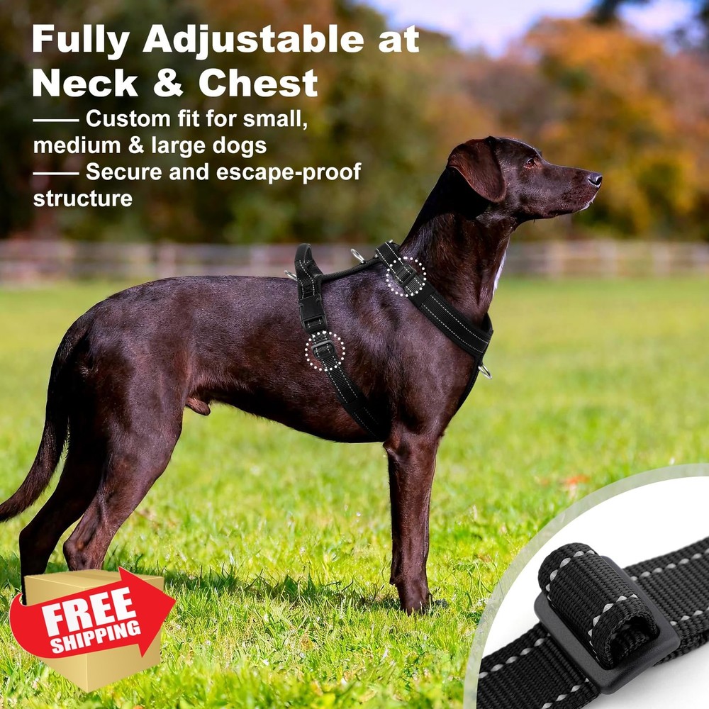 APakBak Dog Harness S Black Mesh Padded No Pull Front Clip