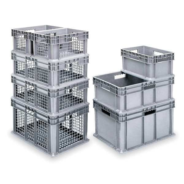 Akro-Mils 37682Grey Solid & Stackable Straight Wall Storage Container, 20 Gal,