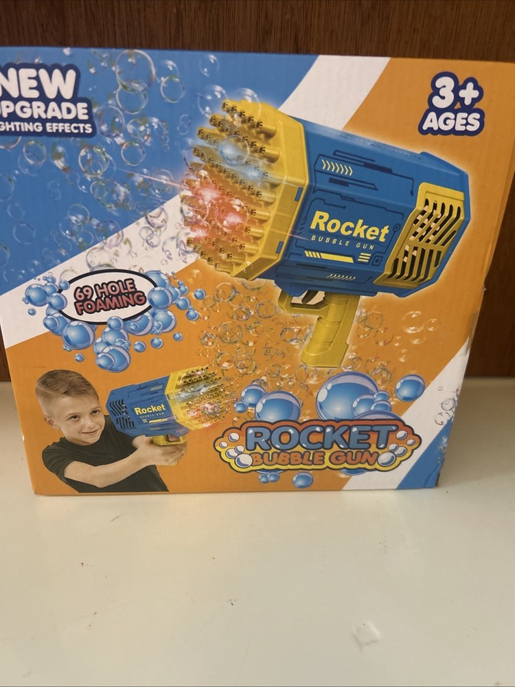 Rocket Bubble Gun 69 Hole Foaming w/Lighting Effects Bubble Machine