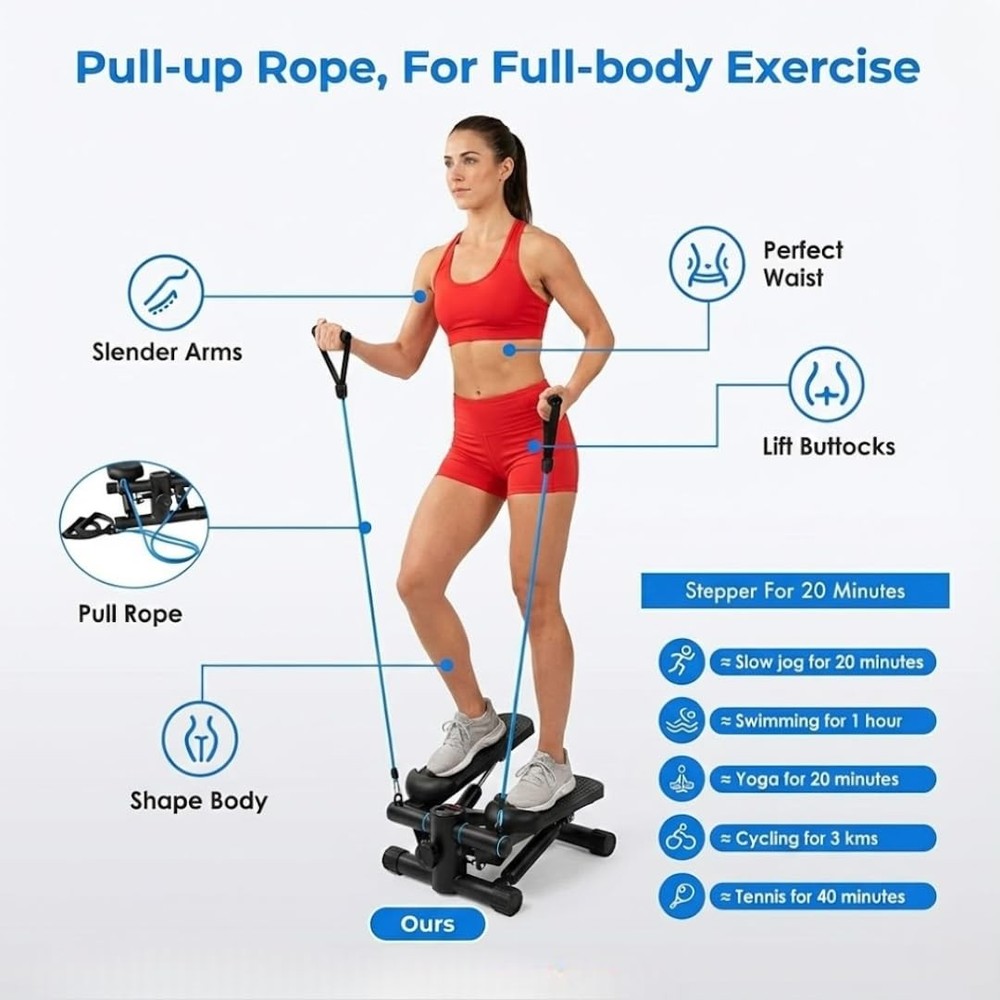 Compact Stepper Machine for Indoor Cardio & Leg Workout | Small Portable Step...