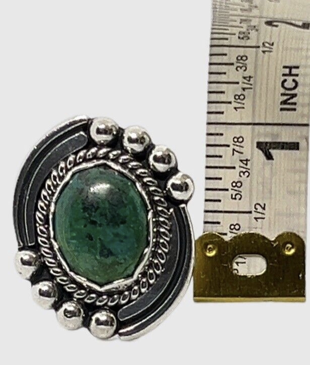 Taxco Mexico Sterling Silver Chrysocolla Eagle Mark 2 Ring Size 8