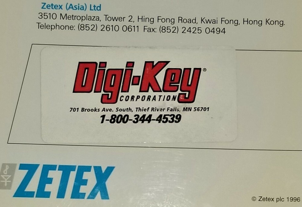 USED 1996 Zetex High Performance Linear Bipolar Integrated Circuits Data Book