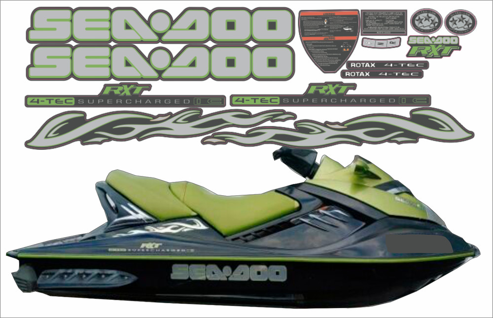 SEADOO RXT 215 2006 Graphics / Decal / Sticker Kit  GREEN & GREY