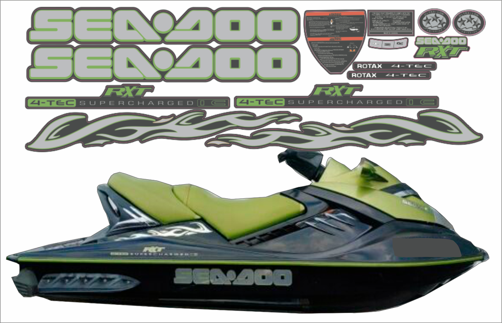 SEADOO RXT 215 2006 Graphics / Decal / Sticker Kit GREEN & GREY