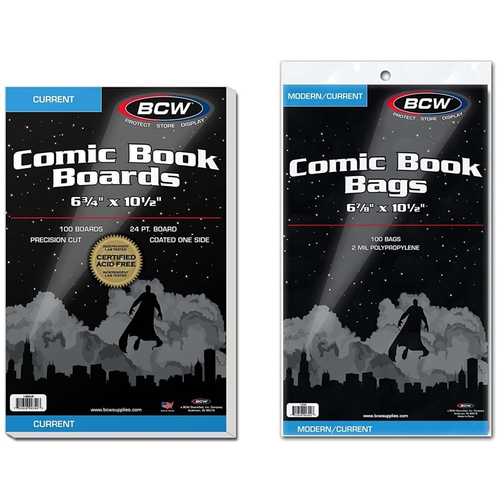 Acid-Free Comic Bags & Backer Boards Set | 100 Polypropylene