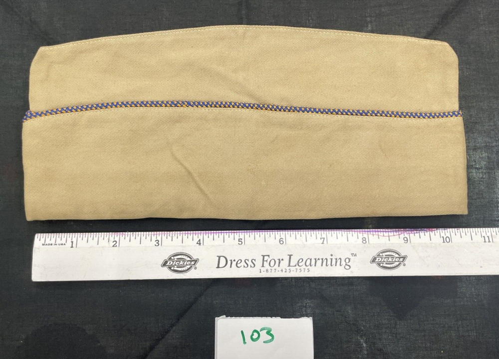 WW2 KHAKI GARRISON CAP- MEASURES 10.75"- NO TAG FOR SIZE