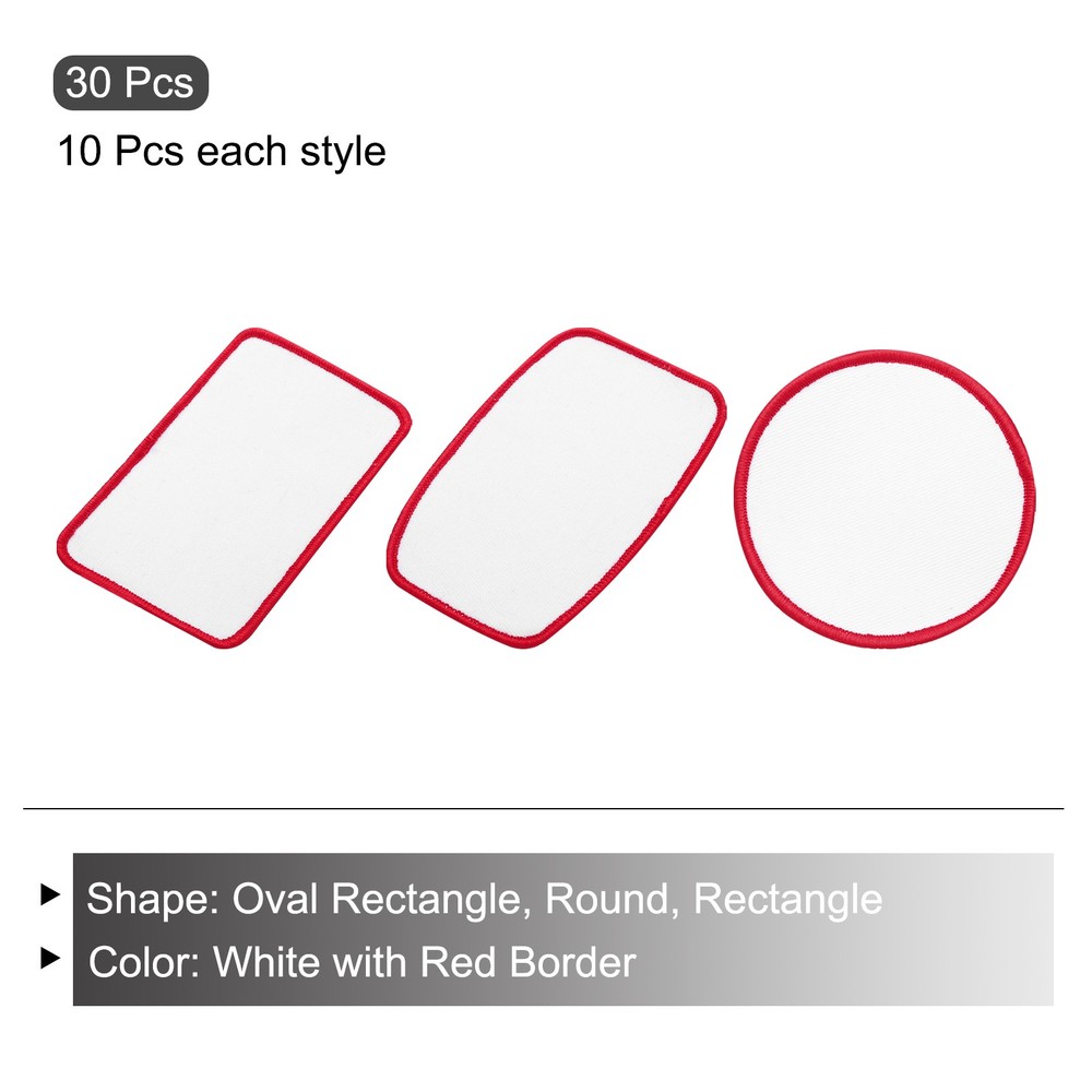 30pcs Sublimation Patch Blank 3 Shape White with Red Border