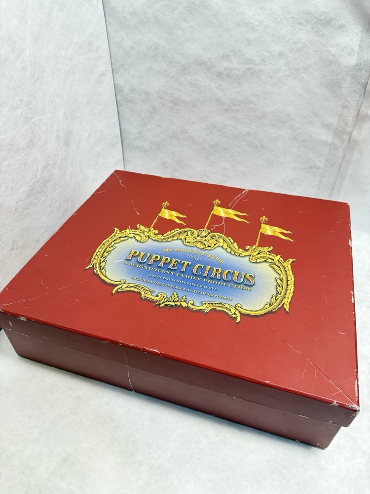 Restoration Hardware Puppet Circus Boxed Set Hand Puppets Stage Circus Theme