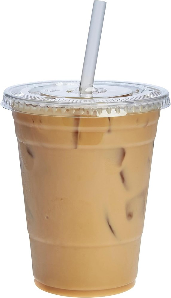 Clear Plastic Cups with Flat Lids [ - ] - Disposable Iced Coffee