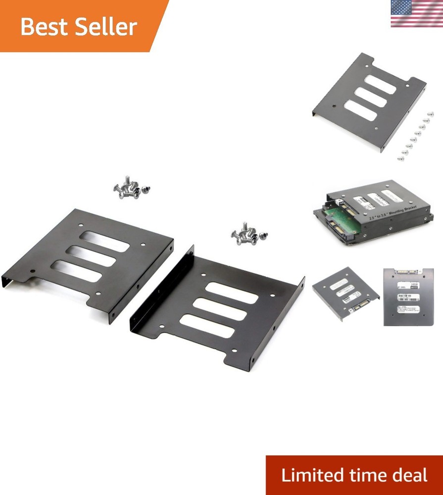 Complete 2-Pack SSD to HDD Mounting Bracket - Includes 16 Screws for Easy Setup