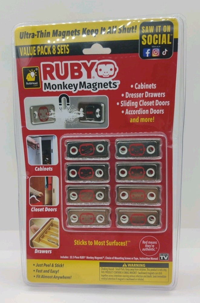 Ruby Monkey Magnets Ultra-Thin MAGNETIC *8 Plate Sets* Keeps It All Shut.