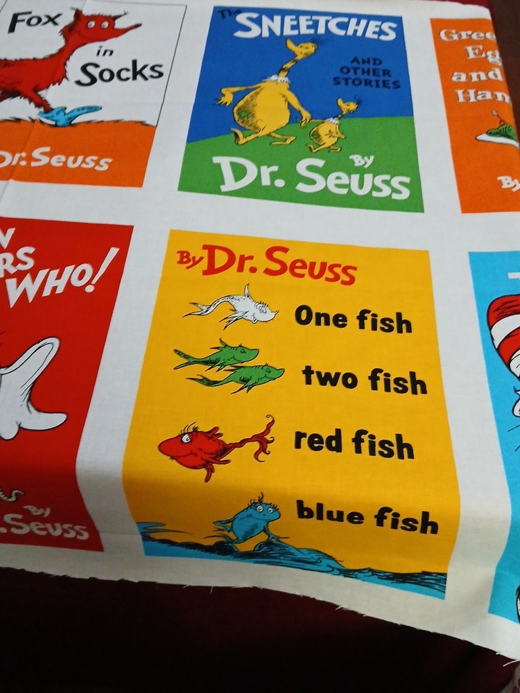 Dr. Seuss Fabric Panel, 10 Different 7 X 10" Blocks