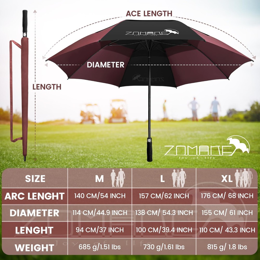 ZOMAKE 62/68 Inch Golf Umbrella Extra Large Oversized Windproof Automatic Open