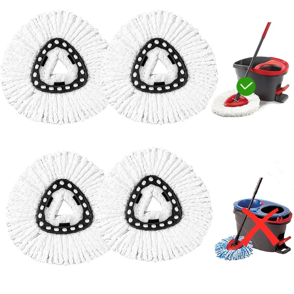 4 Pack Mop Head Replacement Compatible with O Cedar Triangle Swivel Mops,Spin...