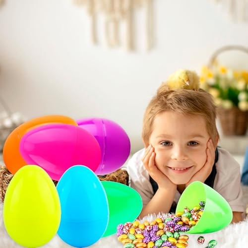 36 Pack 5 Inch Fillable Easter Eggs Large Plastic Easter Egg Colorful Easter