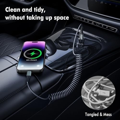 Coiled Lightning Cable 2 Pack MFi Certified Car iPhone Charger Cable，USB 3FT